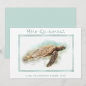 CARTE DE VACANCES TROPICALES | Tortue marine d'Haw (Devant / Derrière)