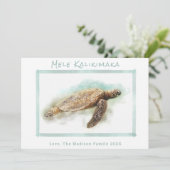 CARTE DE VACANCES TROPICALES | Tortue marine d'Haw (Debout devant)