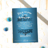 Carte de vacances turquoise Blue Snowflake White L