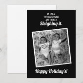 Carte de vacances Twins Sleighing It (Devant / Derrière)