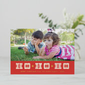 Carte de vacances typographique Ho Ho Ho - Rouge (Debout devant)