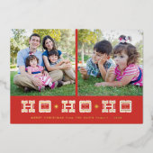 Carte de vacances typographique Ho Ho Ho - Rouge (Recto)