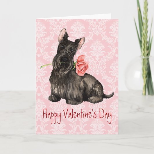 Carte de vacances Valentine Rose Scottish Terrier (Devant)