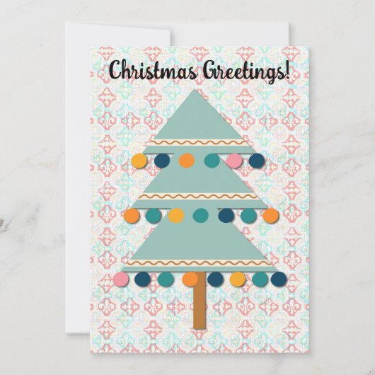 Carte de vacances verte Aqua Christmas Tree Retro (Devant)