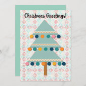 Carte de vacances verte Aqua Christmas Tree Retro (Devant / Derrière)