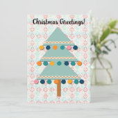 Carte de vacances verte Aqua Christmas Tree Retro (Debout devant)