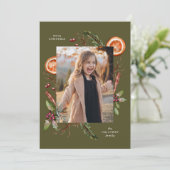 Carte de vacances verte de Noël (Debout devant)