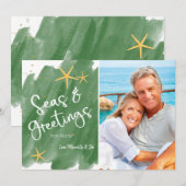 Carte de vacances Verte Watercolor Seas & Greys (Devant / Derrière)