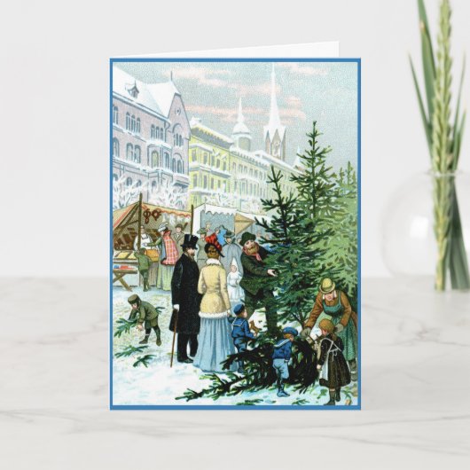 Carte de vacances victorienne du marché de Noël al (Devant)