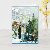 Carte de vacances victorienne du marché de Noël al (Fleur jaune)