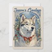 Carte de vacances vintage Chien Husky (Devant)