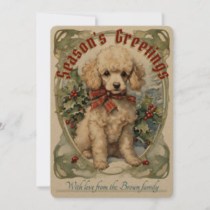 Carte de vacances vintage chiot caniche