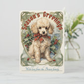 Carte de vacances vintage de chiot caniche (Debout devant)