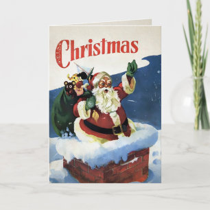 Carte de vacances vintage du Père Noël