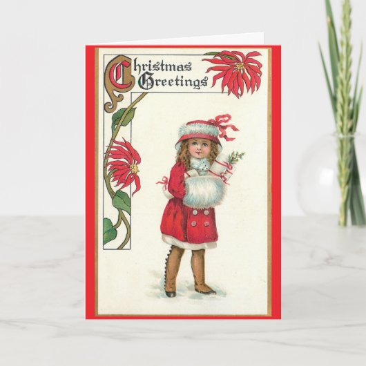 Carte de vacances Vintage Girl With Muff (Devant)