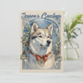 Carte de vacances vintage Husky Dog (Debout devant)