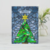 Carte de vacances Vintage Noël Arbre Tissu (Debout devant)