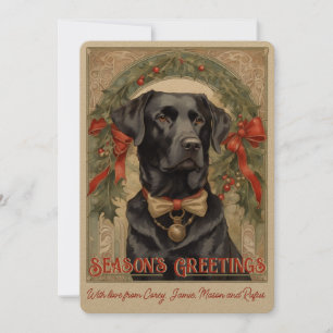 Carte de vacances vintage pour chien labrador noir