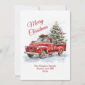 Carte de vacances vintage Red Truck Christmas Flat (Devant)