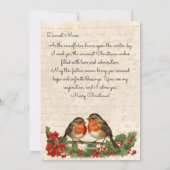 Carte de vacances vintage Robin Birds Christmas Wr (Dos)