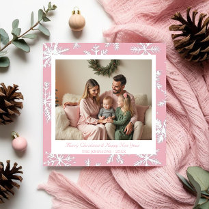 Carte de vacances vintage rose et blanc
