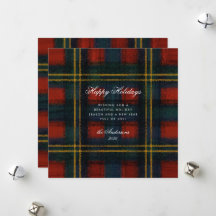 Carte de vacances vintage rouge et vert tartan pre