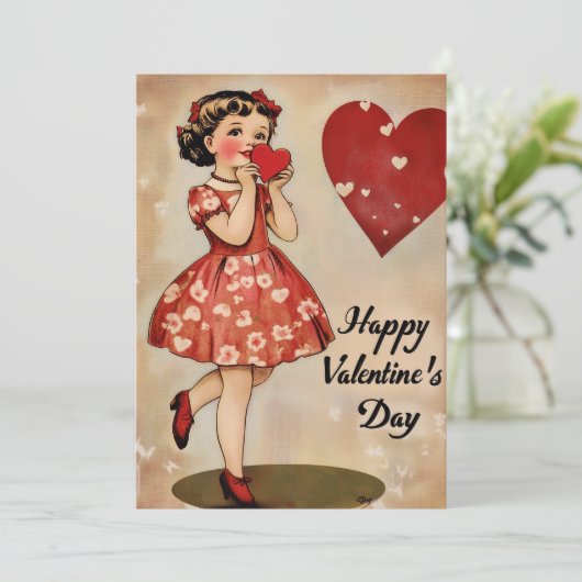 Carte de vacances vintage Saint-Valentin (Debout devant)