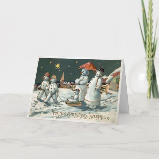 Carte de vacances vintage Victorian Snowmen (Devant)