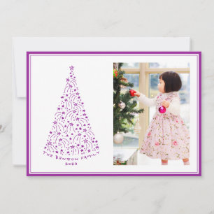 Carte de vacances violette avec arbre étoilé gribo