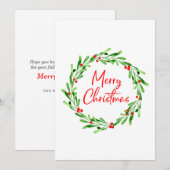 Carte de vacances Watercolor Berries & Green (Devant / Derrière)