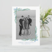 Carte de vacances Watercolor Blue Bow Garland (Debout devant)