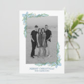 Carte de vacances Watercolor Blue Bow Garland (Debout devant)