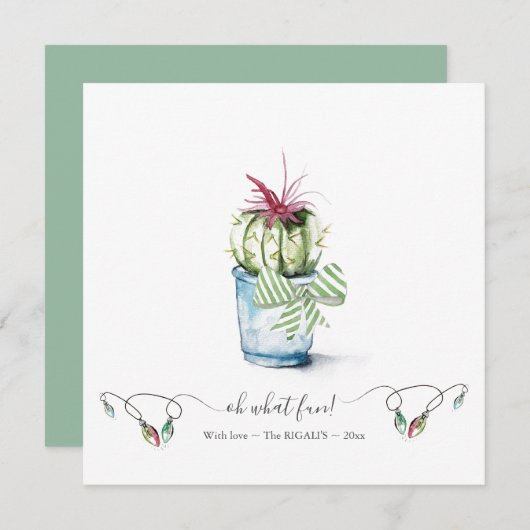 Carte de vacances Watercolor Cactus (Devant / Derrière)