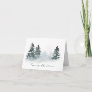 Carte de vacances Watercolor Evergreens