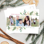 Carte de vacances Watercolor Foliage Multi-Photo F<br><div class="desc">Cette belle carte postale de vacances avec cadre magnifique de botaniques aquarelles et le salut "MERRY CHRISTMAS". L'accueil sur le devant est entièrement personnalisable afin que vous puissiez le changer à tout ce que vous voulez. Le design est simple mais élégant. Sur l'avant de la carte, il y a de...</div>