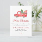 Carte de vacances Watercolor Red Christmas Truck (Debout devant)