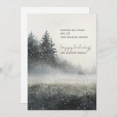 Carte de vacances Watercolor Winter Forest Snow Fl (Devant / Derrière)