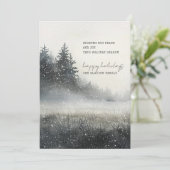Carte de vacances Watercolor Winter Forest Snow Fl (Debout devant)