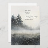 Carte de vacances Watercolor Winter Forest Snow Fl (Devant / Derrière)