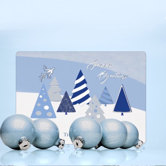 Carte de vacances Whimsical Blue Trees Foil
