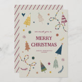 Carte de vacances Whimsical Boho Christmas Trees (Devant / Derrière)