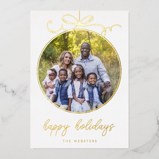 Carte de vacances Whimsical Bow Ornement Photo Foi (Recto)