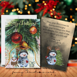Carte de vacances Whimsman Snowman & Forest Friend