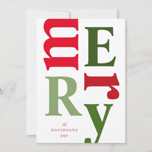 Carte de vacances White Green Red Modern Merry Let (Devant)