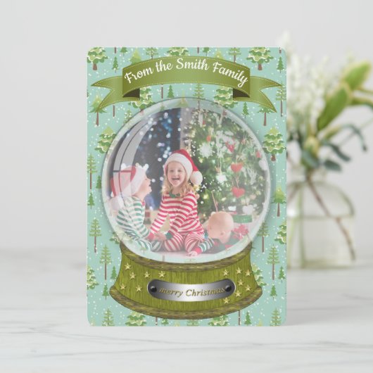 Carte de vacances Winter Snow Globe (Debout devant)