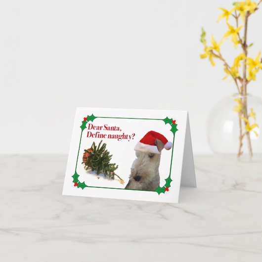 Carte de vacances Wire Fox Terrier (Fleur jaune)