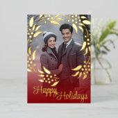 Carte de vacances Wreath Frame and Your Photo Foil (Debout devant)