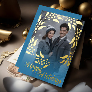 Carte de vacances Wreath Frame and Your Photo Foil