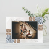 Carte de vacances Xmas Boho Chic Blue (Debout devant)