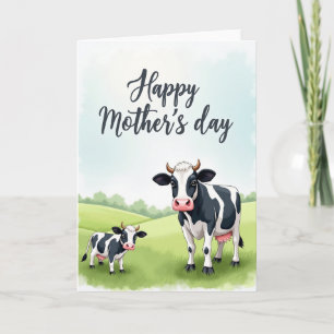 Carte de vache de la fête des mères douce